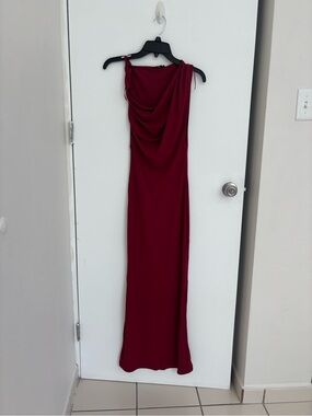 Zara Wine Red Cowl Neck Maxi Dress